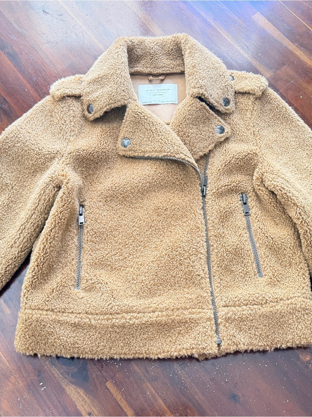 Zara Camel Brown Sherpa Moto Jacket for Kids